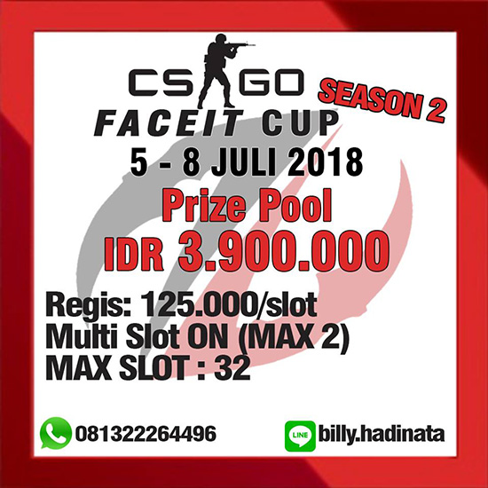 turnamen csgo counter strike global offensive faceit cup season 2 juli 2018 poster