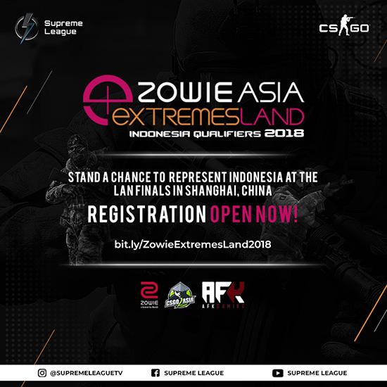 turnamen csgo counter strike global offensive zowie extremesland indonesia qualifier 2018 poster