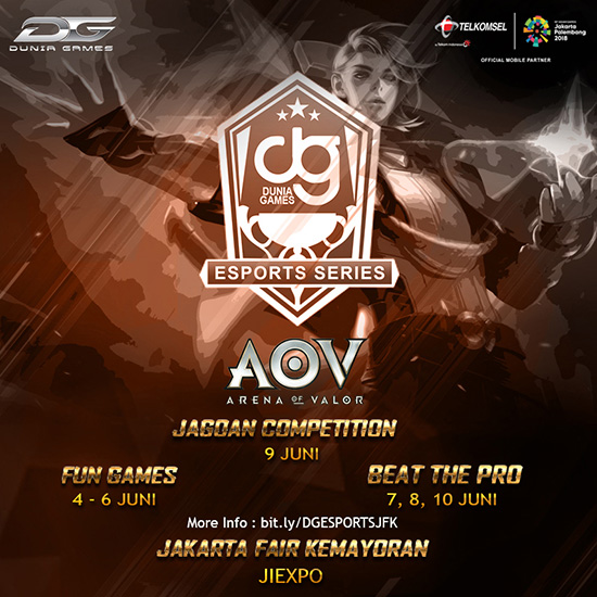 turnamen aov arena of valor duniagames esports series jfk juni 2018 poster