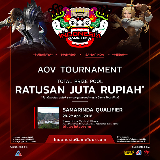 turnamen aov arena of valor indonesia game tour samarinda qualifier maret 2018 poster