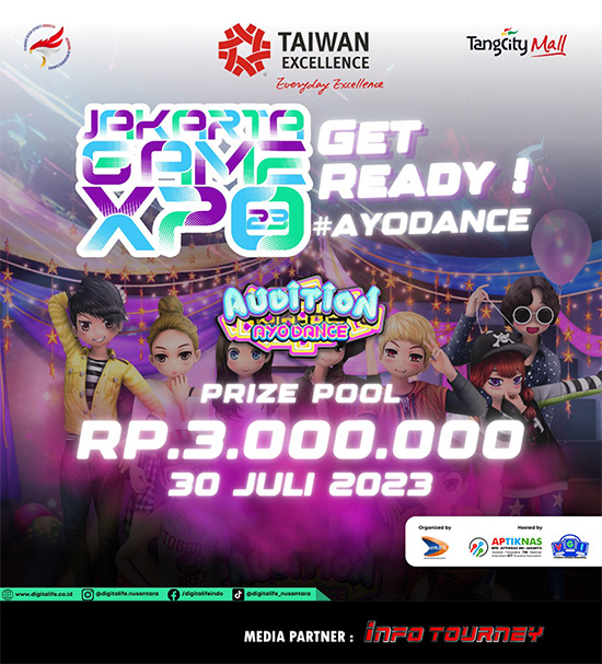 turnamen audition ayodance juli 2023 jakarta game expo 2023 tangcit poster