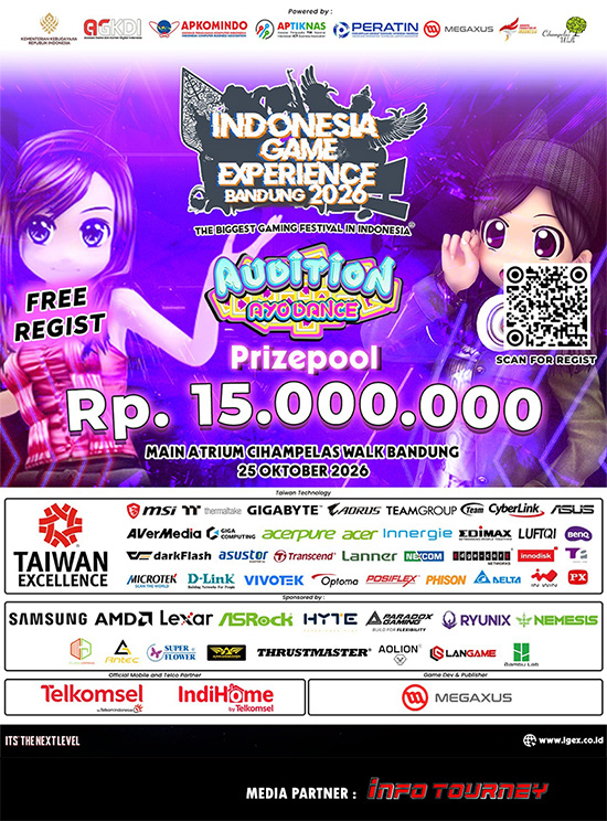 turnamen audition ayodance oktober 2026 igex bandung 2026 poster