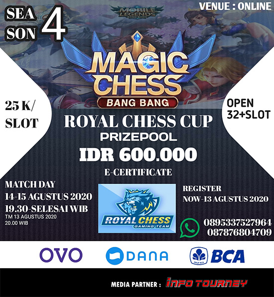 turnamen magic chess magicchess agustus 2020 royal chess cup season 4 poster