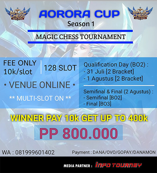 turnamen magic chess magicchess juli 2020 aorora cup season 1 poster