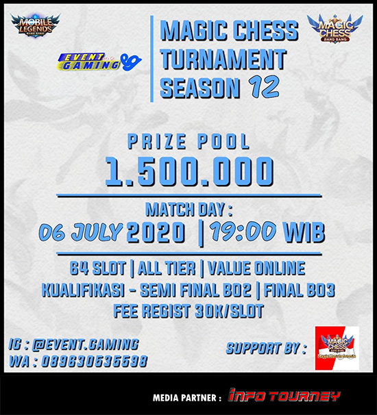 turnamen magic chess magicchess juli 2020 event gaming season 12 poster