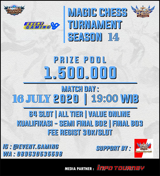 turnamen magic chess magicchess juli 2020 event gaming season 14 poster
