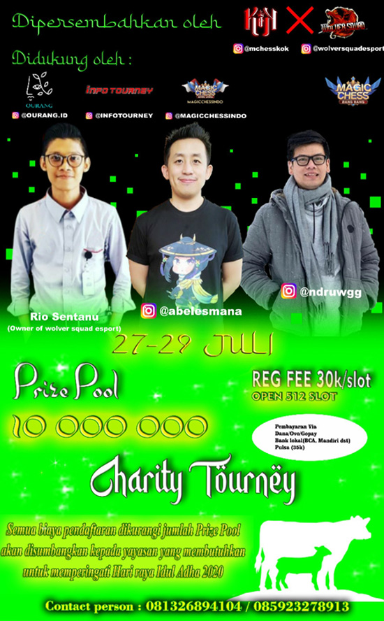 turnamen magic chess magicchess juli 2020 kok x wolver squad charity poster