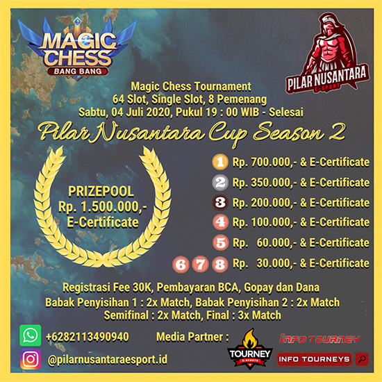 turnamen magic chess magicchess juli 2020 pilar nusantara cup season 2 poster
