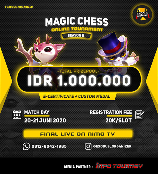 turnamen magic chess magicchess juni 2020 exodus organizer season 8 poster