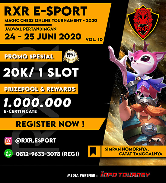 turnamen magic chess magicchess juni 2020 rxr esport season 10 poster