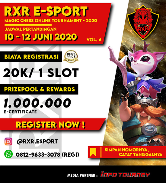 turnamen magic chess magicchess juni 2020 rxr esport season 6 poster