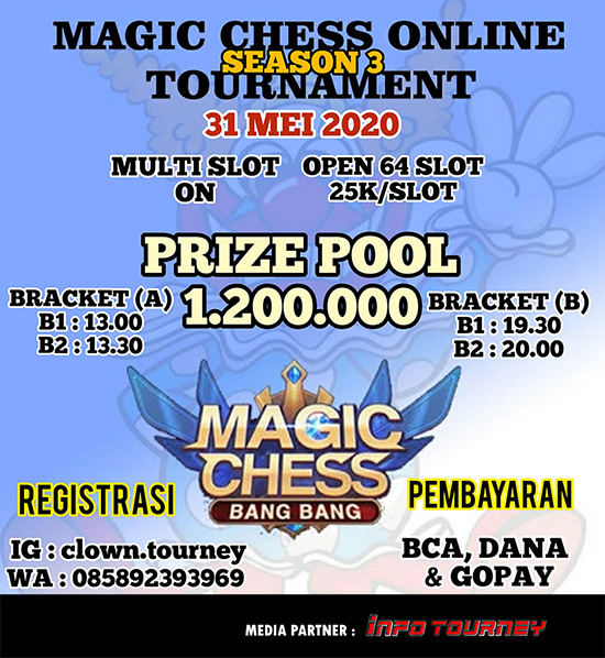 turnamen magic chess magicchess mei 2020 clown season 3 poster