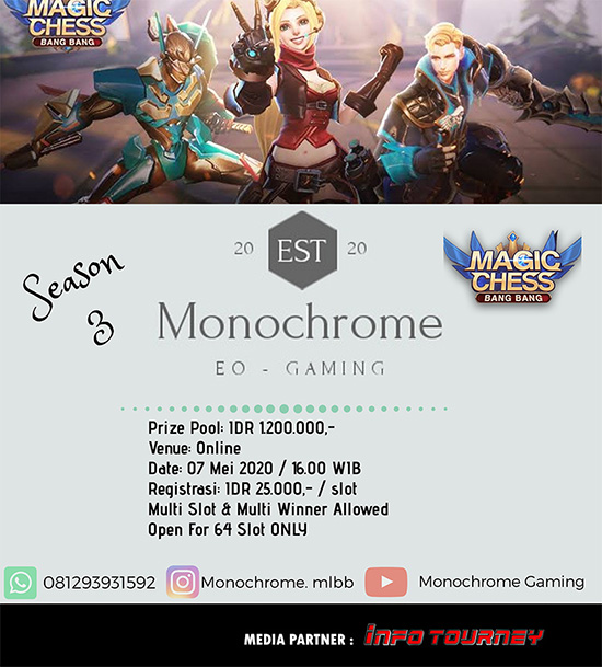 turnamen magic chess magicchess mei 2020 monochrome season 3 poster
