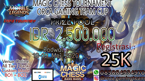 turnamen magic chess magicchess mei 2020 orca gaming team cup logo