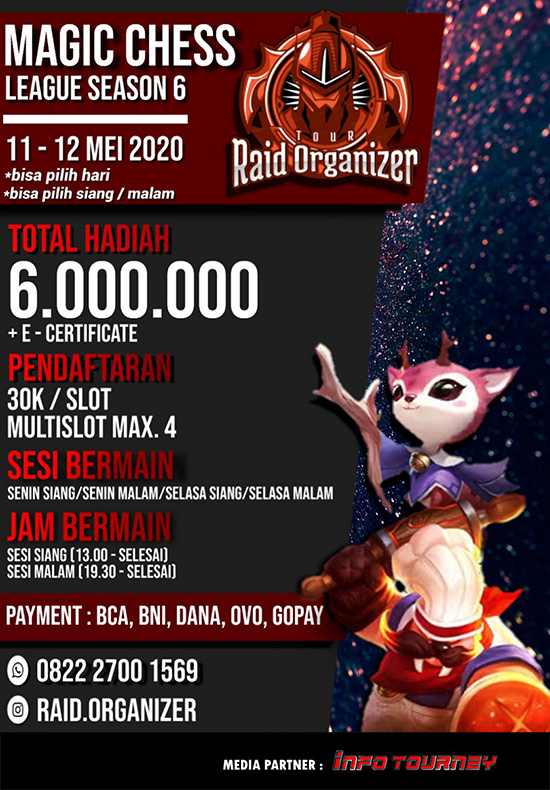 turnamen magic chess magicchess mei 2020 raid organizer league season 6 poster