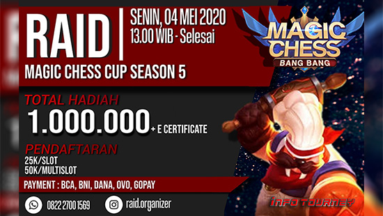 turnamen magic chess magicchess mei 2020 raid organizer season 5 poster logo