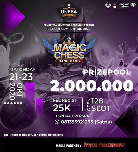 turnamen magic chess magicchess oktober 2020 unesa esports 2020 poster