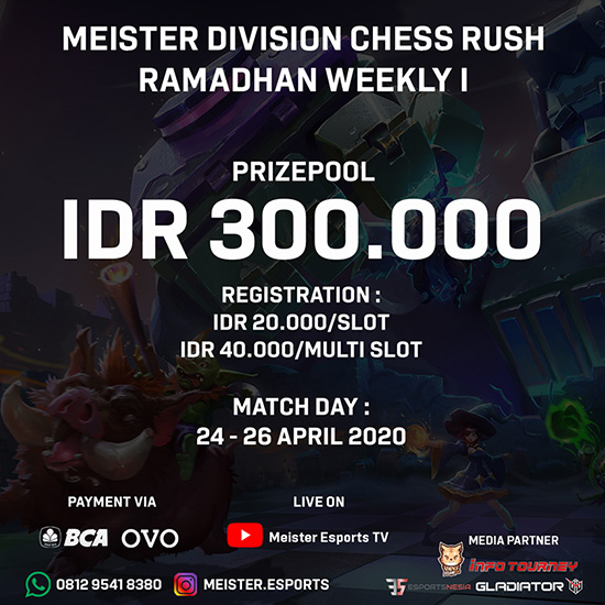 turnamen chess rush chessrush april 2020 ramadhan weekly 1 poster
