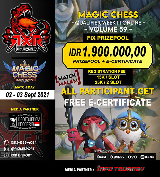 turnamen magic chess magicchess september 2021 rxr esport season 59 week 3 poster