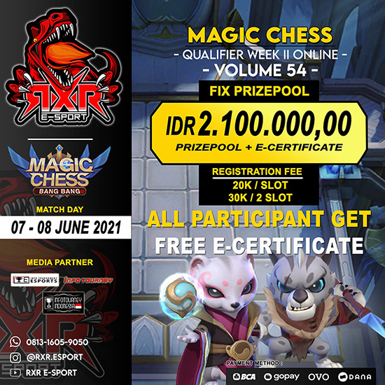 turnamen magic chess magicchess juni 2021 rxr esport season 54 week 2 poster
