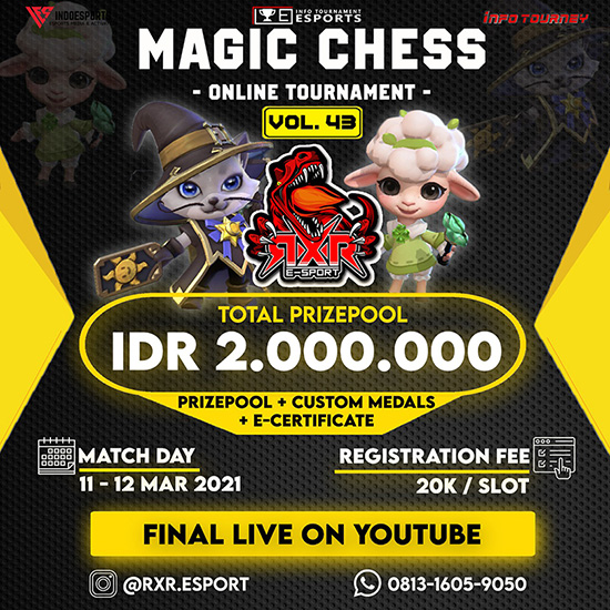 turnamen magic chess magicchess maret 2021 rxr esport season 43 poster