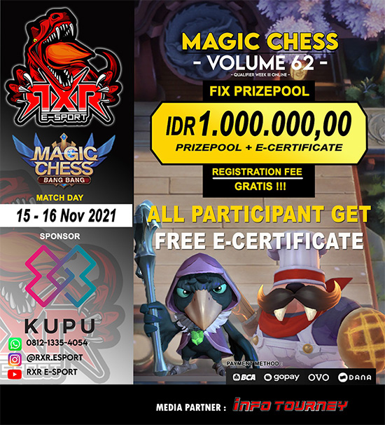 turnamen magic chess magicchess november 2021 rxr esport season 62 week 3 poster