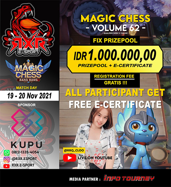 turnamen magic chess magicchess november 2021 rxr esport season 62 week 4 poster