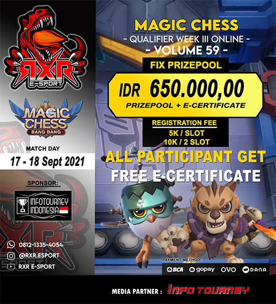 turnamen magic chess magicchess september 2021 rxr esport season 59 week 3 1 poster