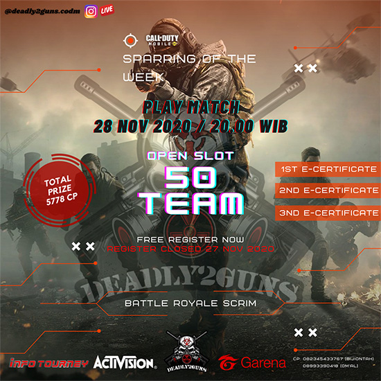 turnamen codm call of duty mobile november 2020 deadly2guns poster