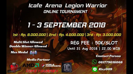 turnamen dota2 icafe arena legion warrior september 2018 logo