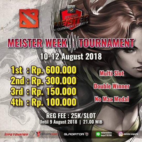 turnamen dota2 meister weekly 4 online tournament agustus 2018 poster
