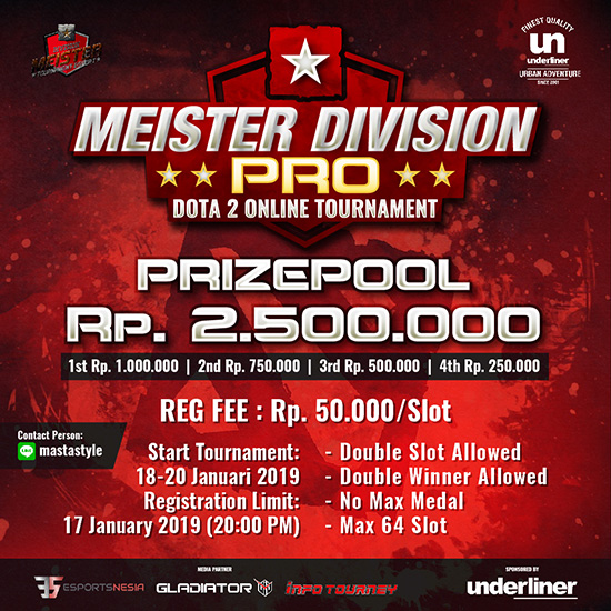 turnamen dota2 meister division pro dota2 januari 2019 poster