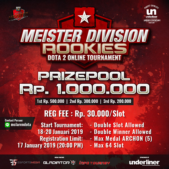 turnamen dota2 meister division rookies dota2 januari 2019 poster