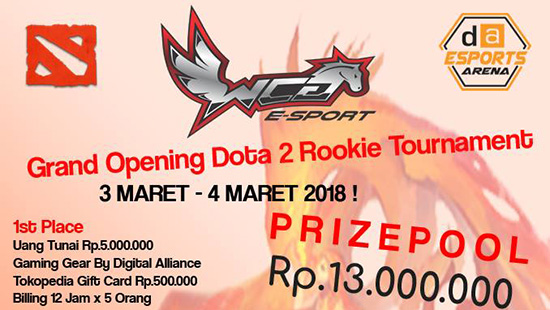 turnamen dota2 wcg esports rookie maret 2018 logo