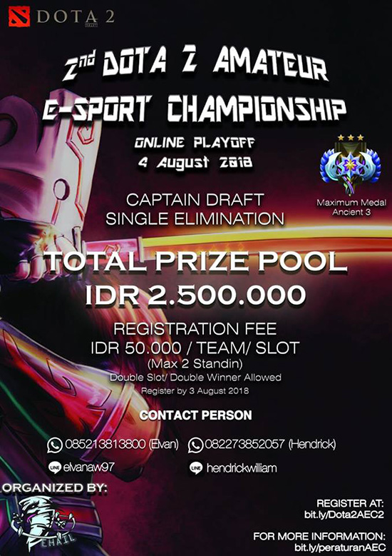 turnamen dota2 amateur esport championship season 2 agustus 2018 poster