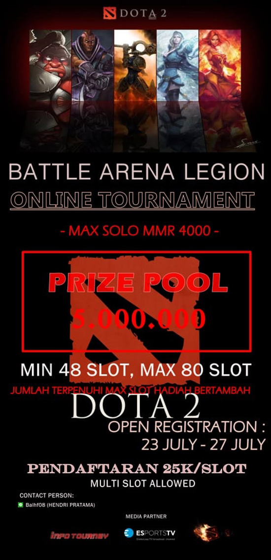 turnamen dota2 battle arena legion series 1 juli 2018 poster