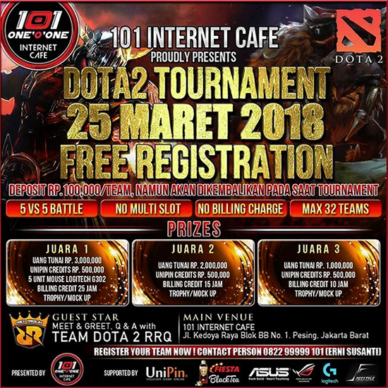 turnamen dota2 101 internet cafe maret 2018 poster