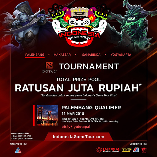 turnamen dota2 indonesia game tour palembang qualifier maret 2018 poster