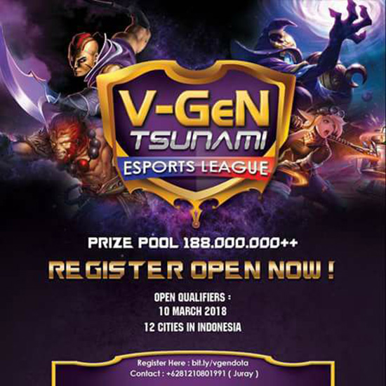 turnamen dota2 vgen tsunami esports league maret 2018 poster