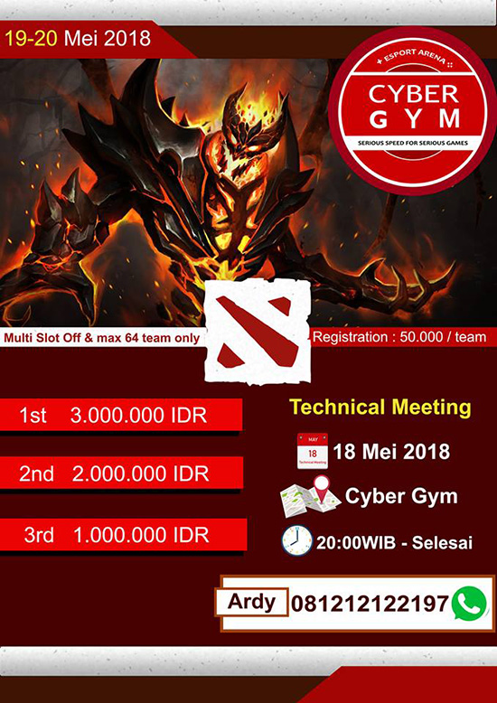turnamen dota2 cyber gym esports arena mei 2018 poster