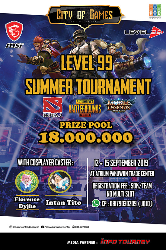 turnamen dota dota2 september 2019 level 99 summer tournament poster