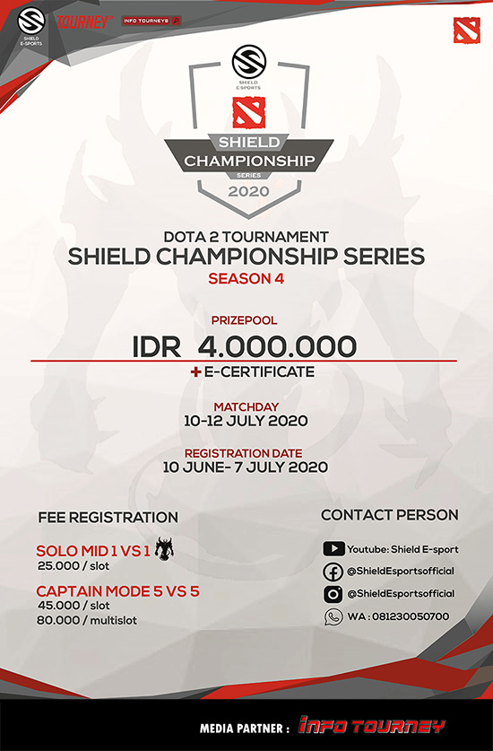 turnamen dota dota2 juni 2020 shield championship series season 4 poster
