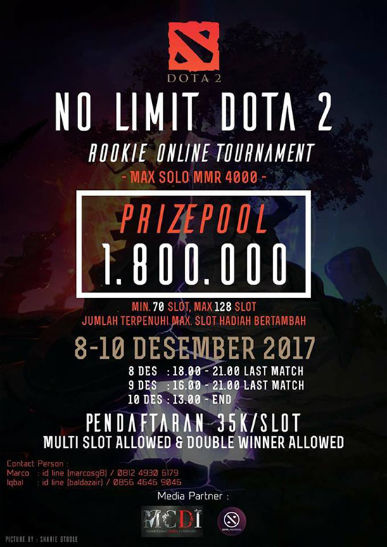 turnamen dota2 no limit desember 2017 poster