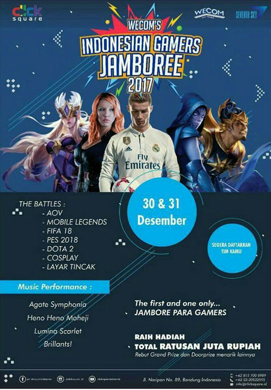 turnamen dota2 wecom indonesia gamers jamboree desember 2017 poster