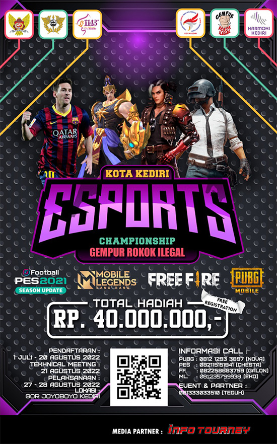 turnamen efootball pes 2021 agustus 2022 kediri esports championhship poster