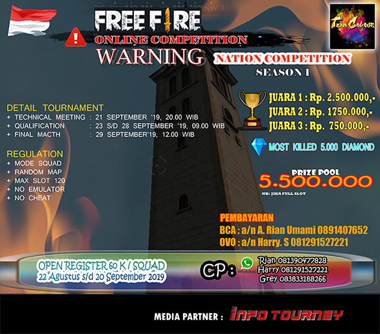 turnamen ff free fire september 2019 national competition season 1 poster