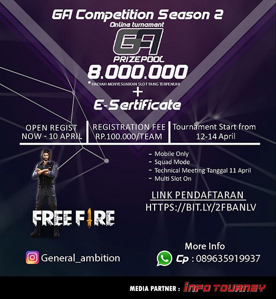 turnamen ff freefire general ambition competition season 2 april 2019 poster
