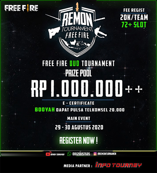 turnamen ff free fire agustus 2020 remon duo season 4 poster