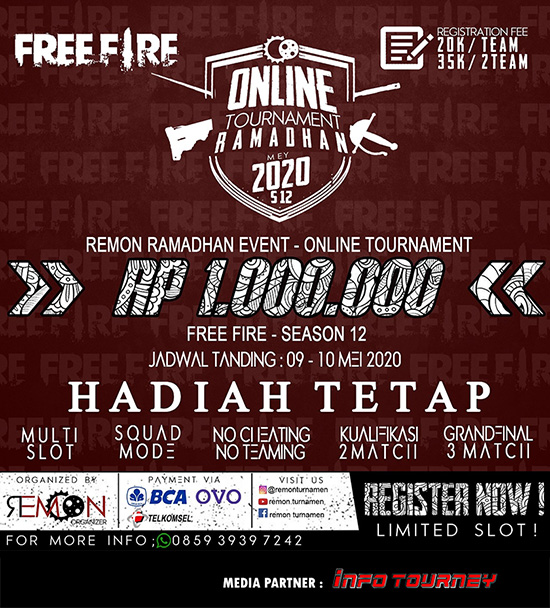 turnamen ff free fire mei 2020 remon ramadhan season 12 poster