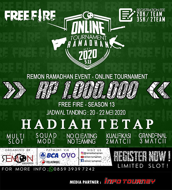 turnamen ff free fire mei 2020 remon ramadhan season 13 poster